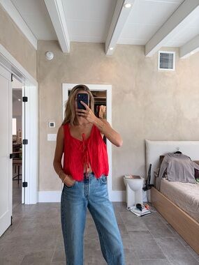 VRG GRL Nessa Linen Smock Top Chili